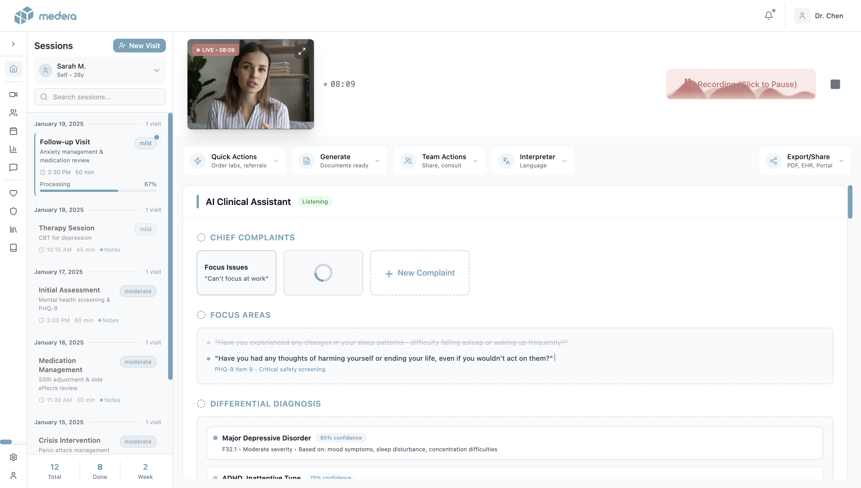 Medera Mental Health Assessment Platform